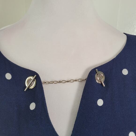 Torrid Size 5 Crepe Chain Detail Tank Blue White Polka Dot Nautical Essentials - Picture 2 of 8